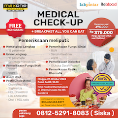 Medical Check-up + Breakfast All You Can Eat MaxOne Hotel Rp 375.000