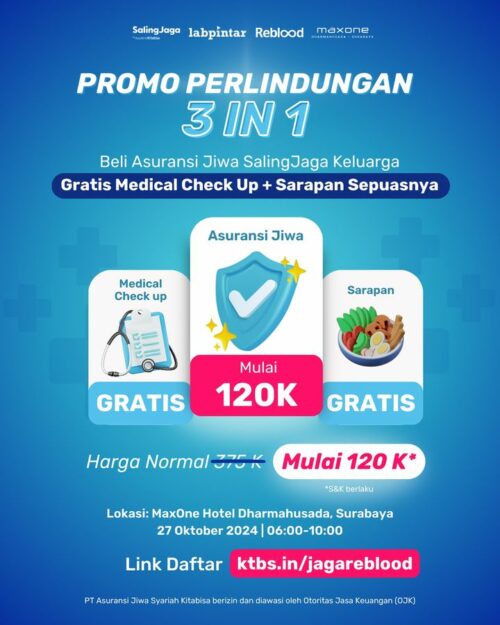 Promo Perlindungan 3 in 1 dari SalingJaga x Reblood x Labpintar x MaxOne Hotel Dharmahusada